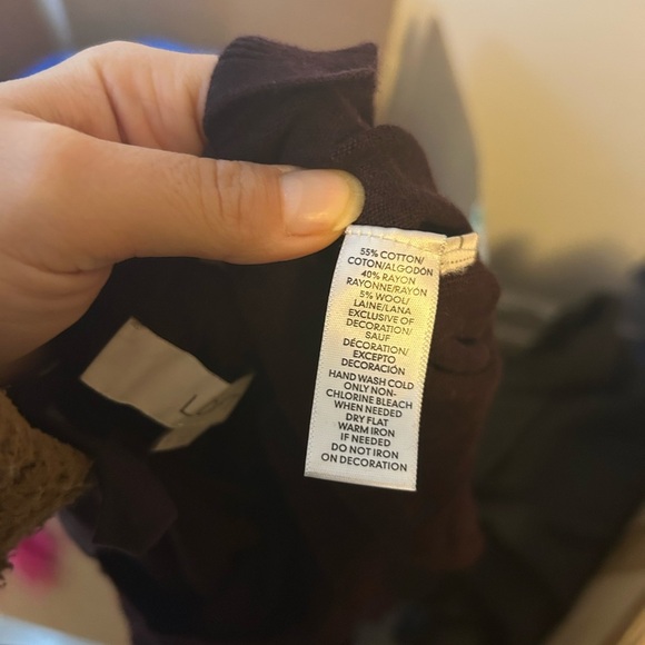 Loft Deep Burgundy Beaded Tie Back Sweater Women’s Size Medium - Picture 4 of 5